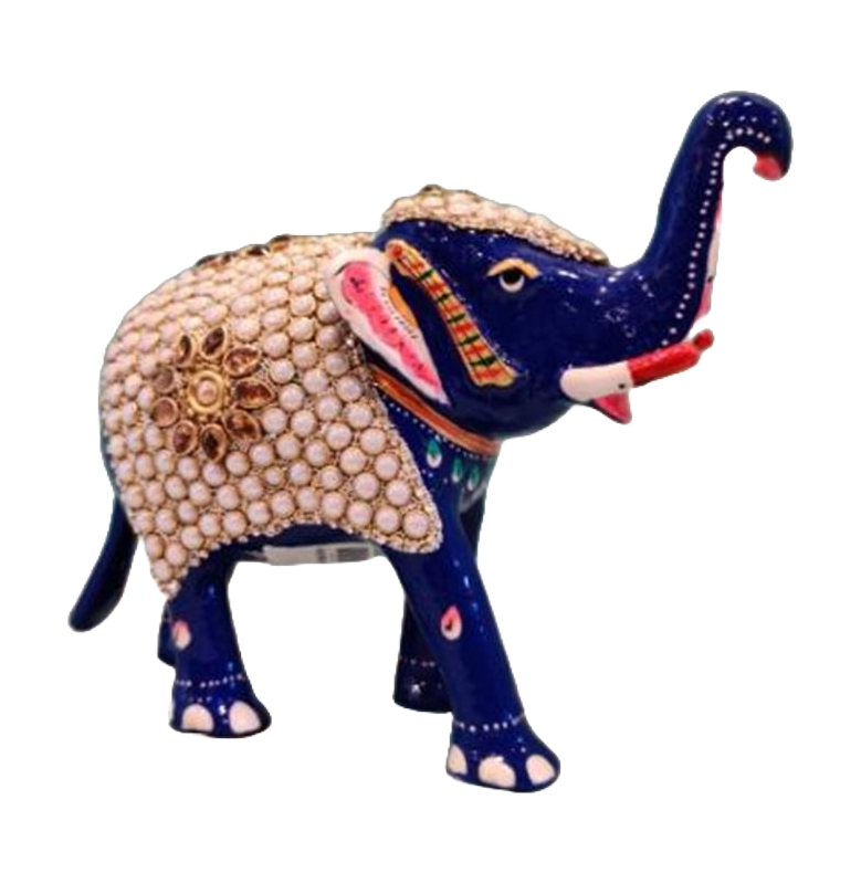 Handcrafted  Metal Stone Colorful Studded  Elephant 3 Inches for Living Room